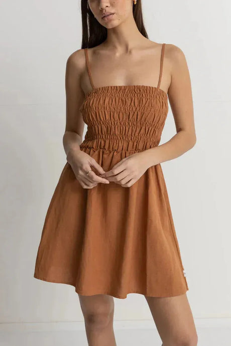 Classic Shirred Mini Dress - Beachin Surf