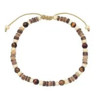 COCONUT & TIGER EYE ROPE ANKLET - Beachin Surf