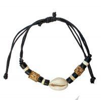 COWRIE SHELL & BLACK COCO BEAD ADJUSTABLE BRACELET - Beachin Surf