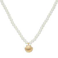 DAINTY PEARL CHOKER W/ GOLD SHELL - Beachin Surf