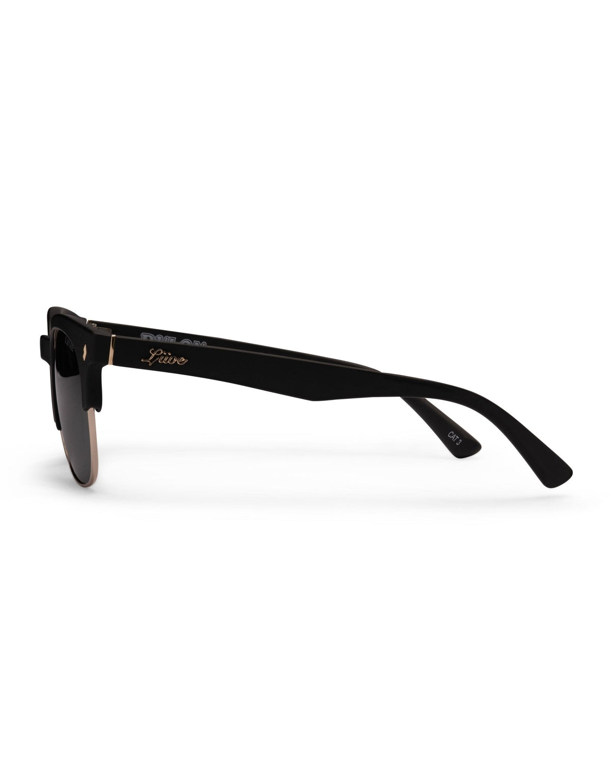 Liive Dylan Polarised Matt Black sunglasses side temple view - Beachin Surf