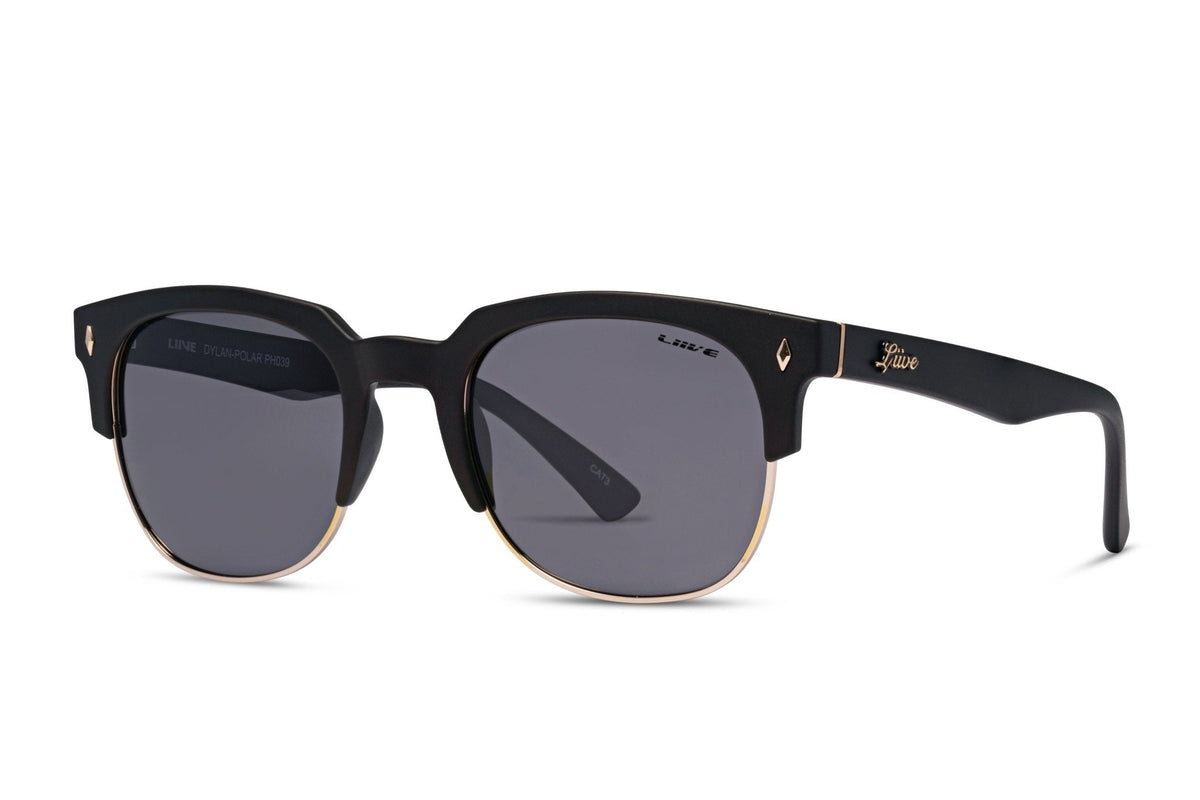 Liive Dylan Polarised Matt Black sunglasses angle view - Beachin Surf