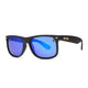 Liive El Capitan Blue Mirror Polarised Matt Black sunglasses angle view - Beachin Surf