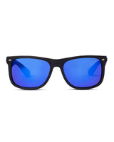 Liive El Capitan Blue Mirror Polarised Matt Black sunglasses front view - Beachin Surf