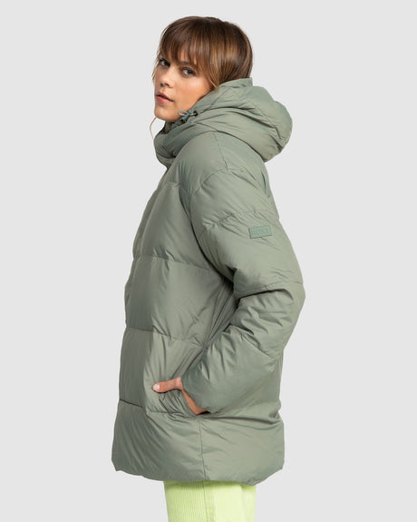 Womens Ocean Dreams Sherpa Hooded Puffer Jacket