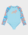 Girls 2-7 Hibiscus Hugs Long Sleeve Onesie Rash Vest
