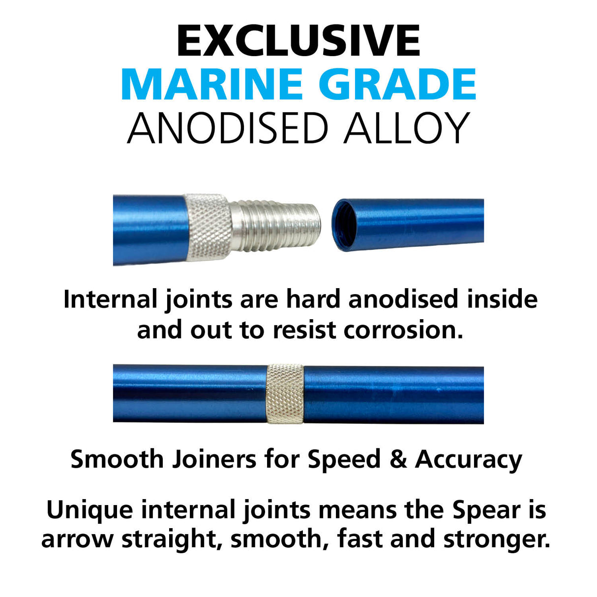 Land & Sea Blue Anodised Alloy 2pc Handspear - Anodised Alloy