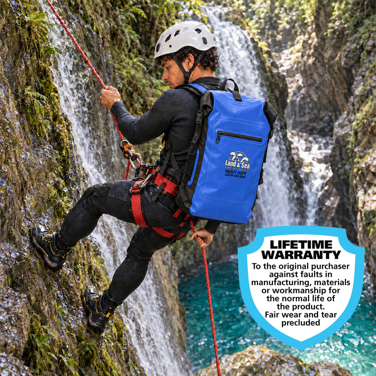 Land & Sea 30L Dry Backpack Blue - Canyoning Lifestyle