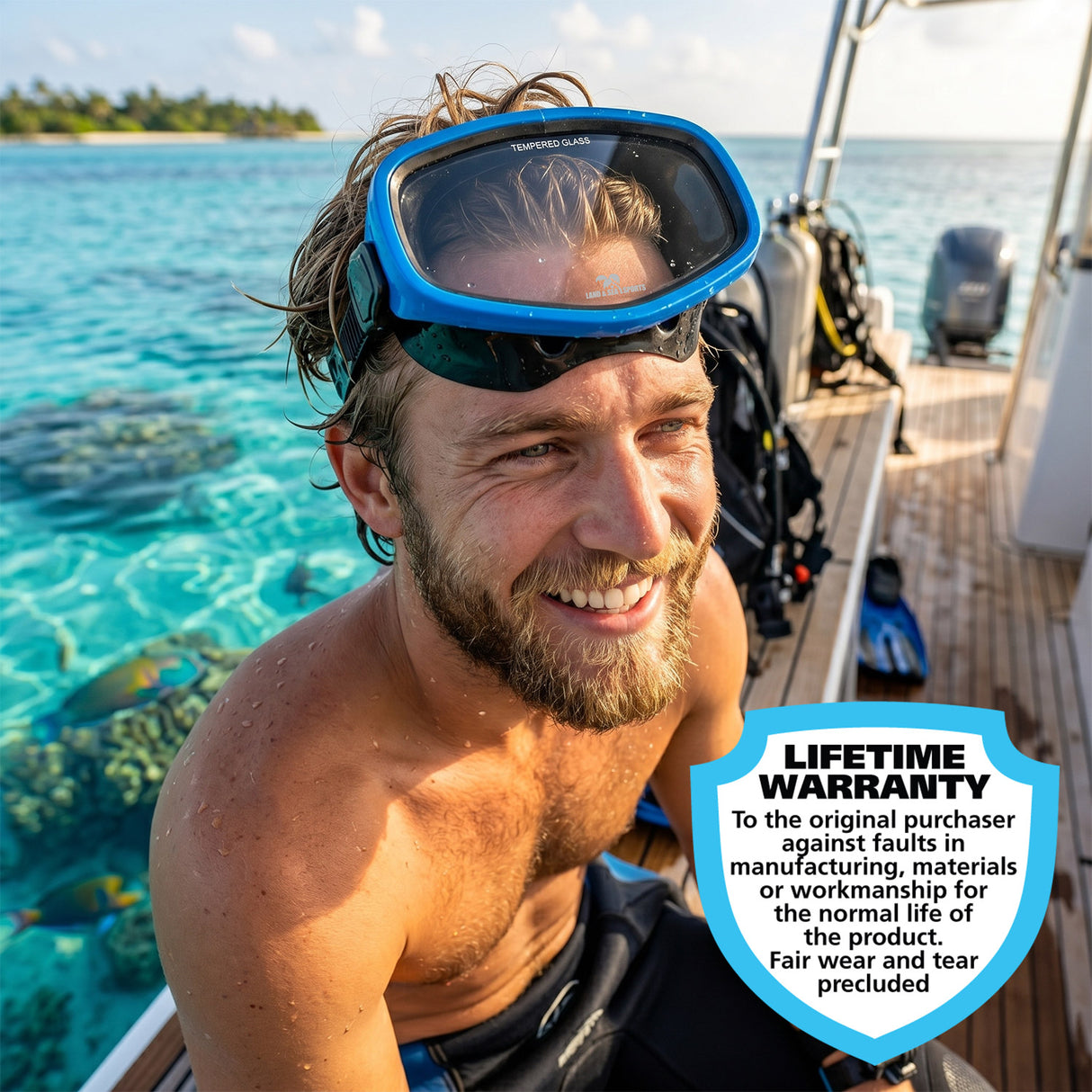 Land & Sea Beaver Double Seal Rubber Mask Blue - Lifestyle