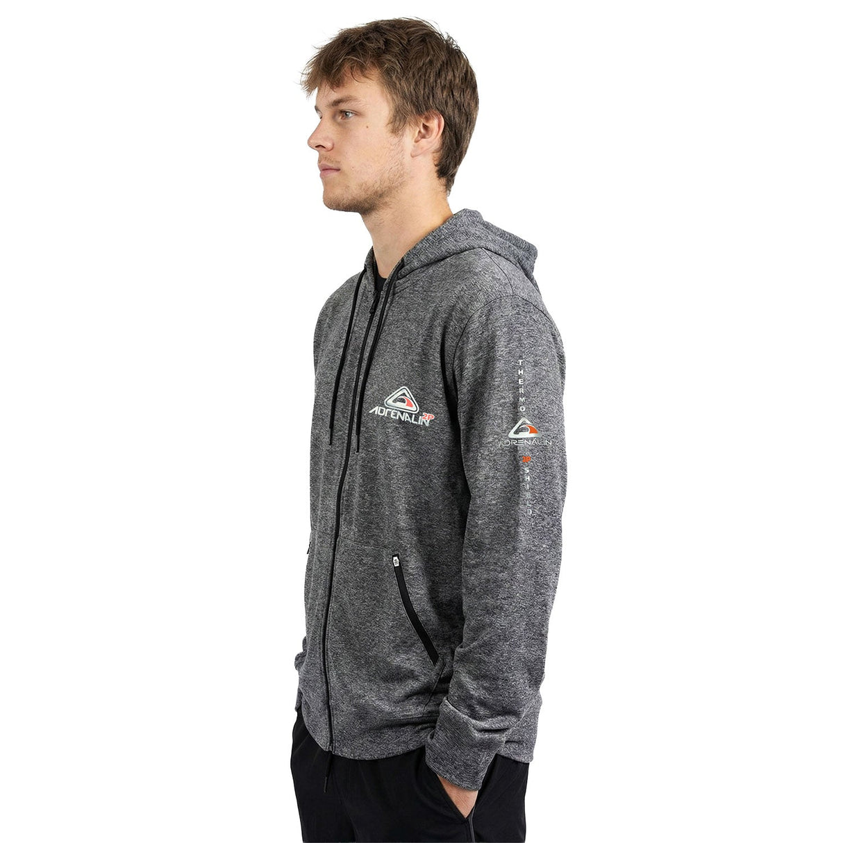 Adrenalin 2P Thermo Zip-Front Hoodie Grey - Side Zoomed
