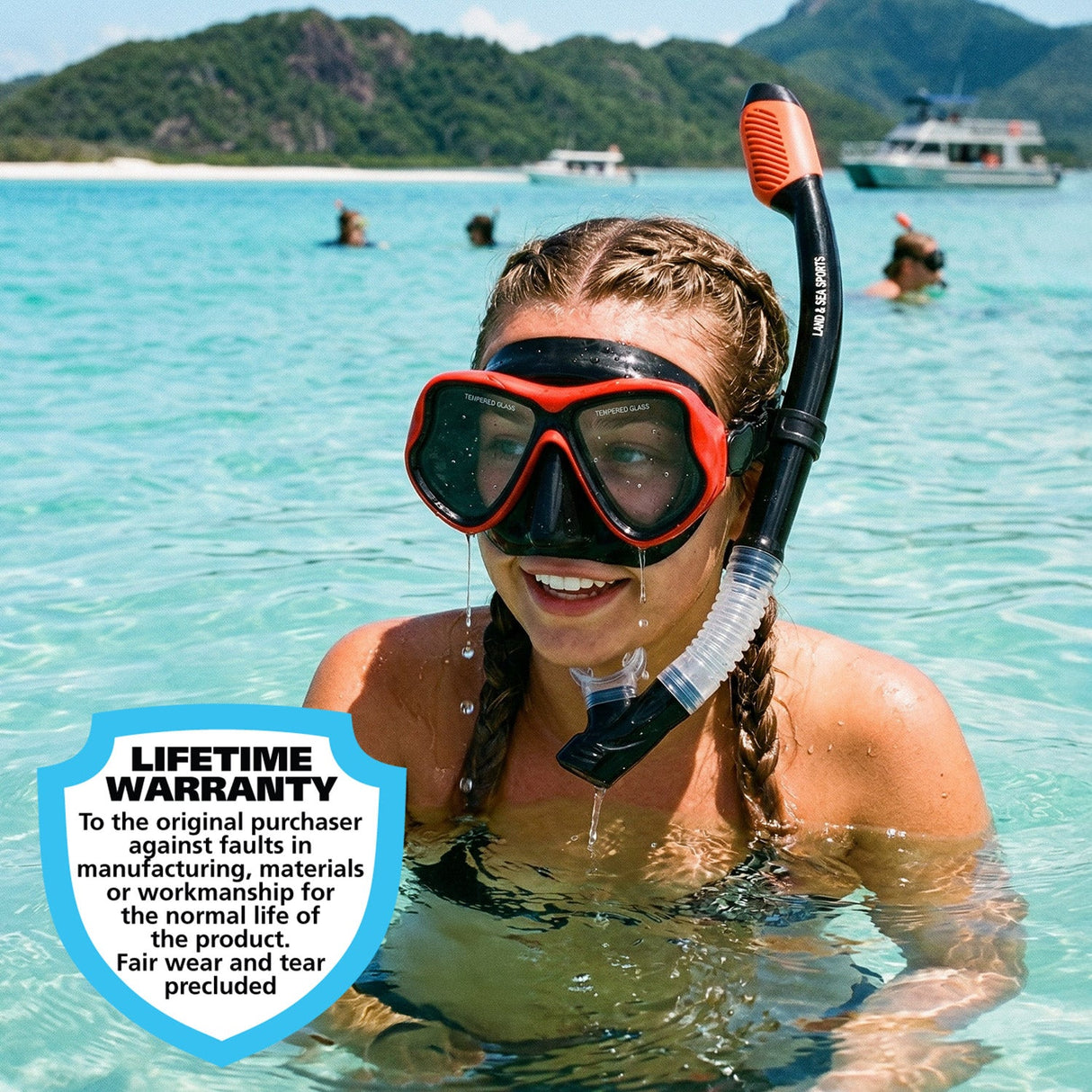 Land & Sea Sports Ningaloo Mask & Snorkel Set Red - Lifestyle