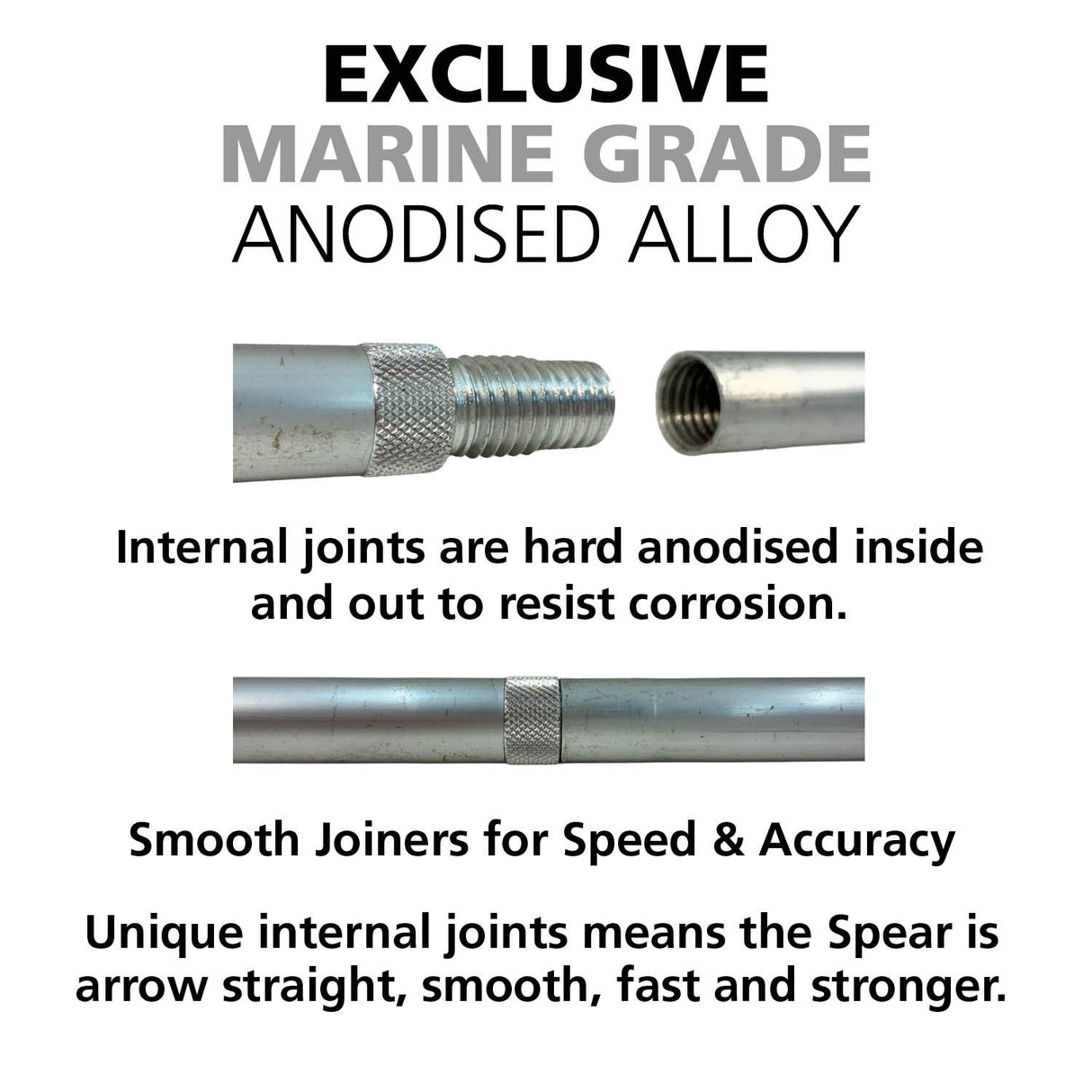 Land & Sea Tourist Aluminium 2 Piece Handspear - Joins Info