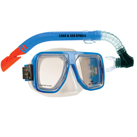Land & Sea Sports Bermuda Silicone Mask & Snorkel Set - Blue