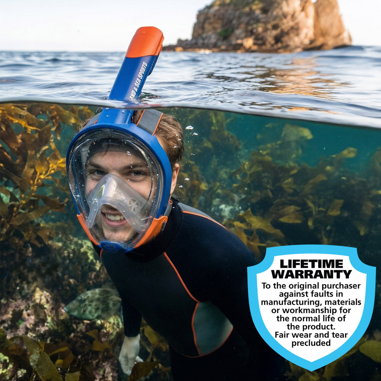 Land & Sea Orpheus Adult Full Face Mask Blue - Lifestyle
