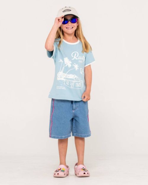 Flip Girl Low Rise Wide Leg Denim Jort - Beachin Surf