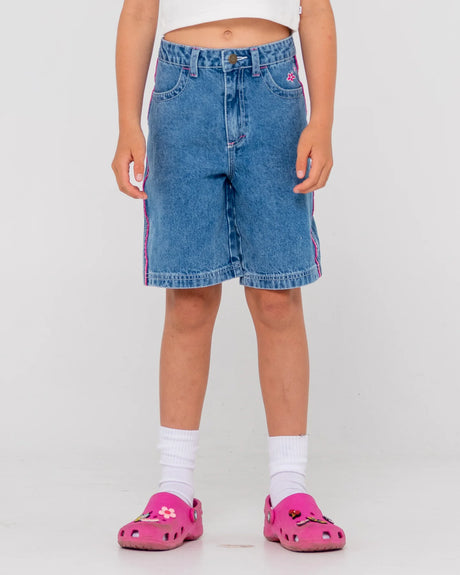 Flip Girl Low Rise Wide Leg Denim Jort - Beachin Surf