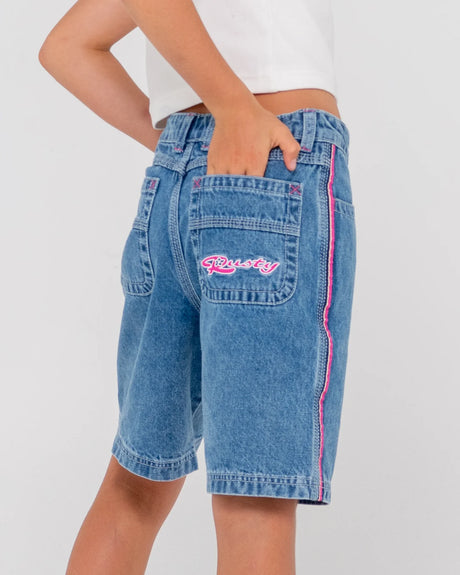 Flip Girl Low Rise Wide Leg Denim Jort - Beachin Surf