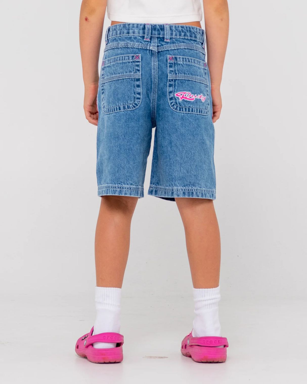 Flip Girl Low Rise Wide Leg Denim Jort - Beachin Surf