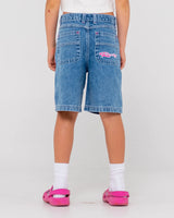 Flip Girl Low Rise Wide Leg Denim Jort - Beachin Surf