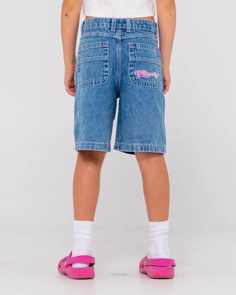 Flip Girl Low Rise Wide Leg Denim Jort - Beachin Surf