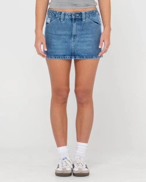 Flip Mommy Low Rise Mini Denim Skirt - Beachin Surf