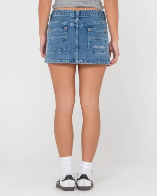 Flip Mommy Low Rise Mini Denim Skirt - Beachin Surf