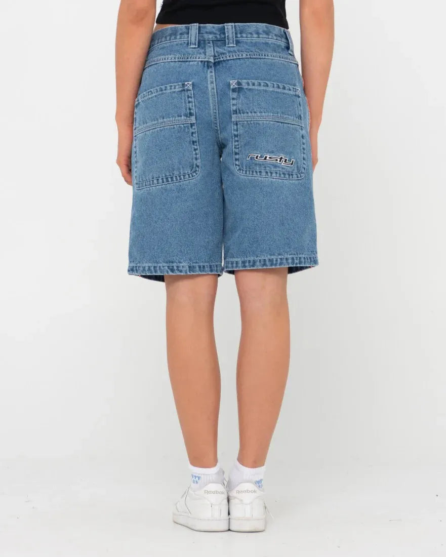 Flip Mommy Low Rise Wide Leg Denim Jort - Beachin Surf