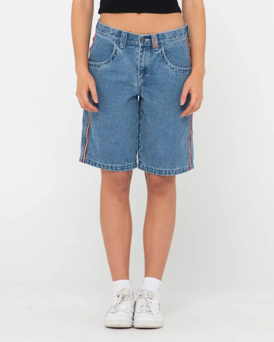 Flip Mommy Low Rise Wide Leg Denim Jort - Beachin Surf