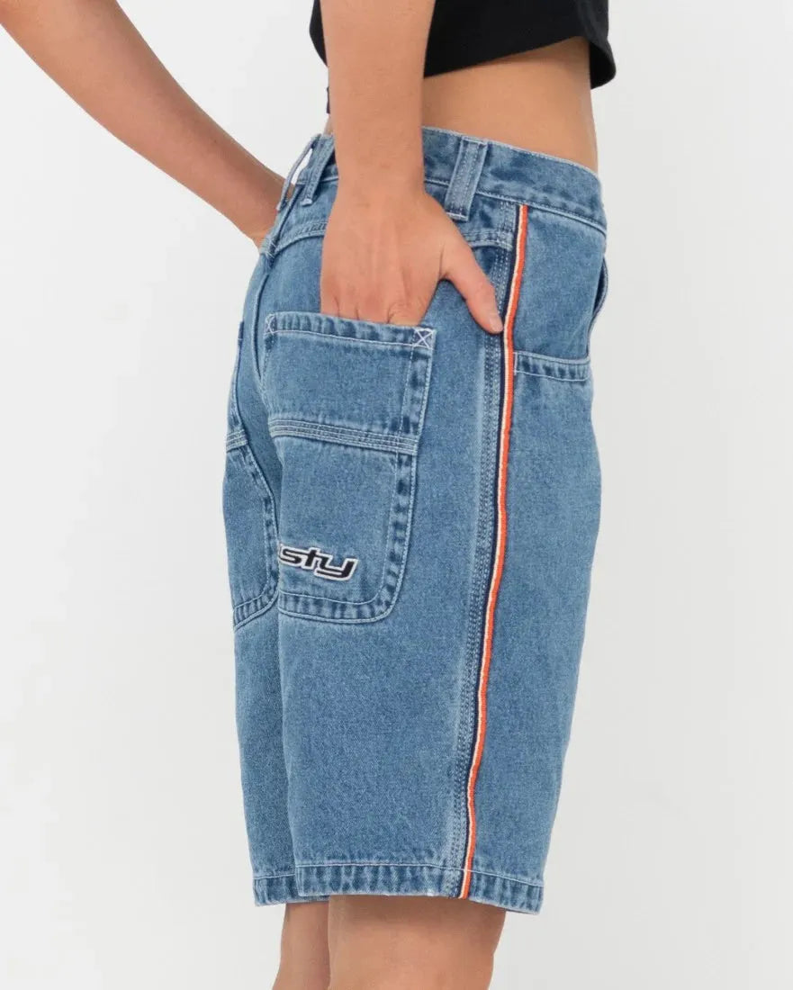 Flip Mommy Low Rise Wide Leg Denim Jort - Beachin Surf