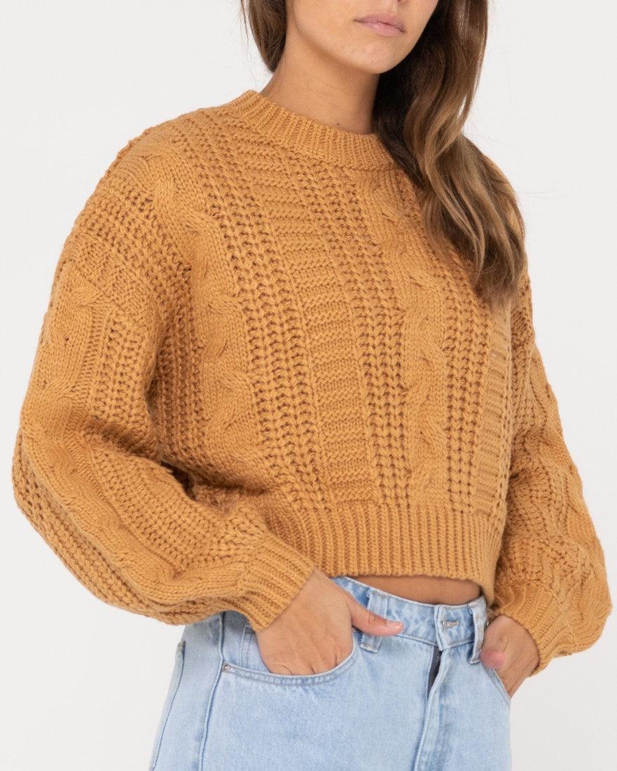 Folktale Chunky Cropped Knit - Beachin Surf