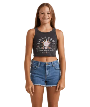 Girls 6-14 Free The Mind Crop Tank - Beachin Surf