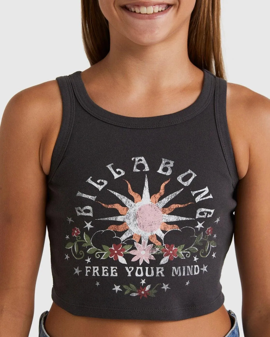 Girls 6-14 Free The Mind Crop Tank - Beachin Surf