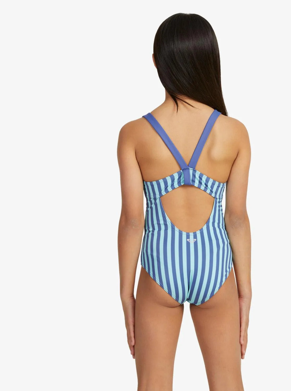 Girls 6-16 Serenity Stripe Cross Back One-Piece Swimsuit - Beachin Surf