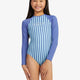 Girls 6-16 Serenity Stripe Long Sleeve One-Piece Rash Vest - Beachin Surf