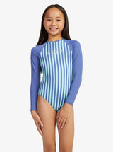 Girls 6-16 Serenity Stripe Long Sleeve One-Piece Rash Vest - Beachin Surf