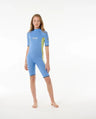 Girls Dawn Patrol 2mm Back Zip Short Sleeve Springsuit - Beachin Surf