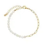 GOLD PAPERCLIP & PEARL BRACELET - Beachin Surf