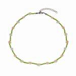 GREEN SEED BEAD CHOKER W/ PINK & WHITE DAISYS - Beachin Surf