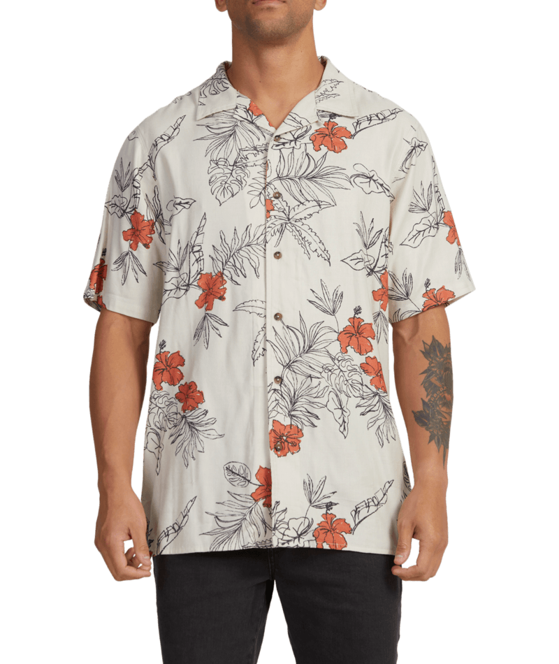 Hand Drawn Short Sleeve Shirt Woven Shirt - Beachin Surf