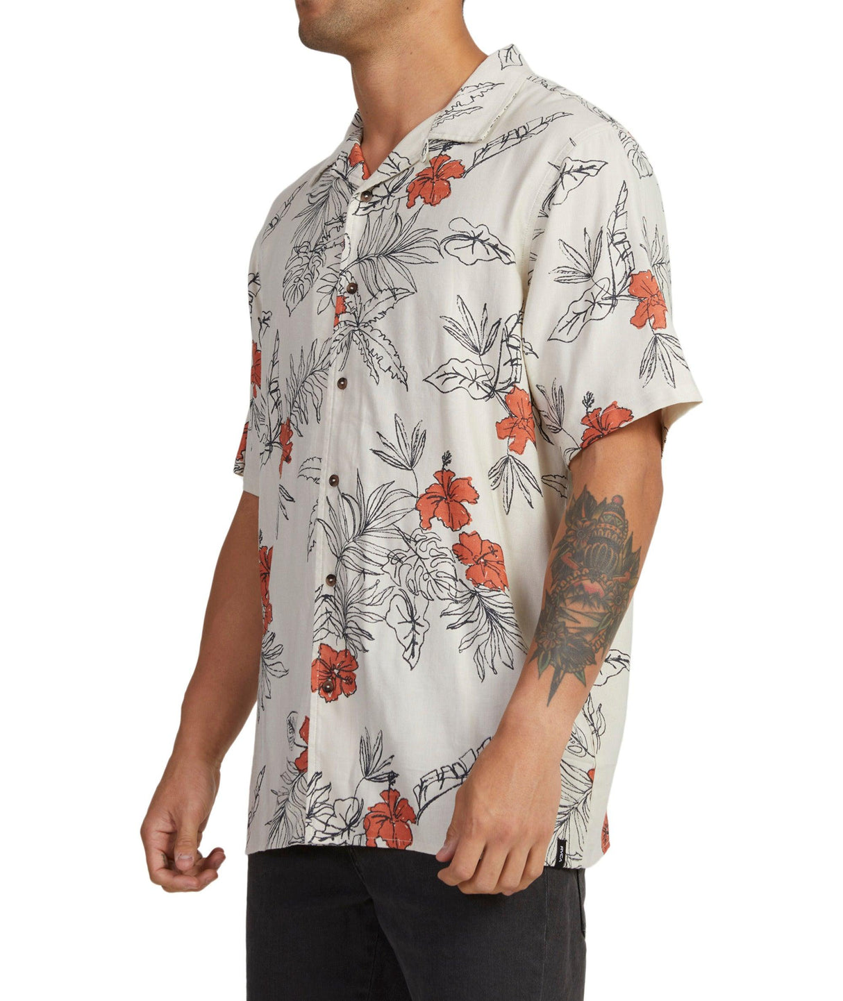 Hand Drawn Short Sleeve Shirt Woven Shirt - Beachin Surf