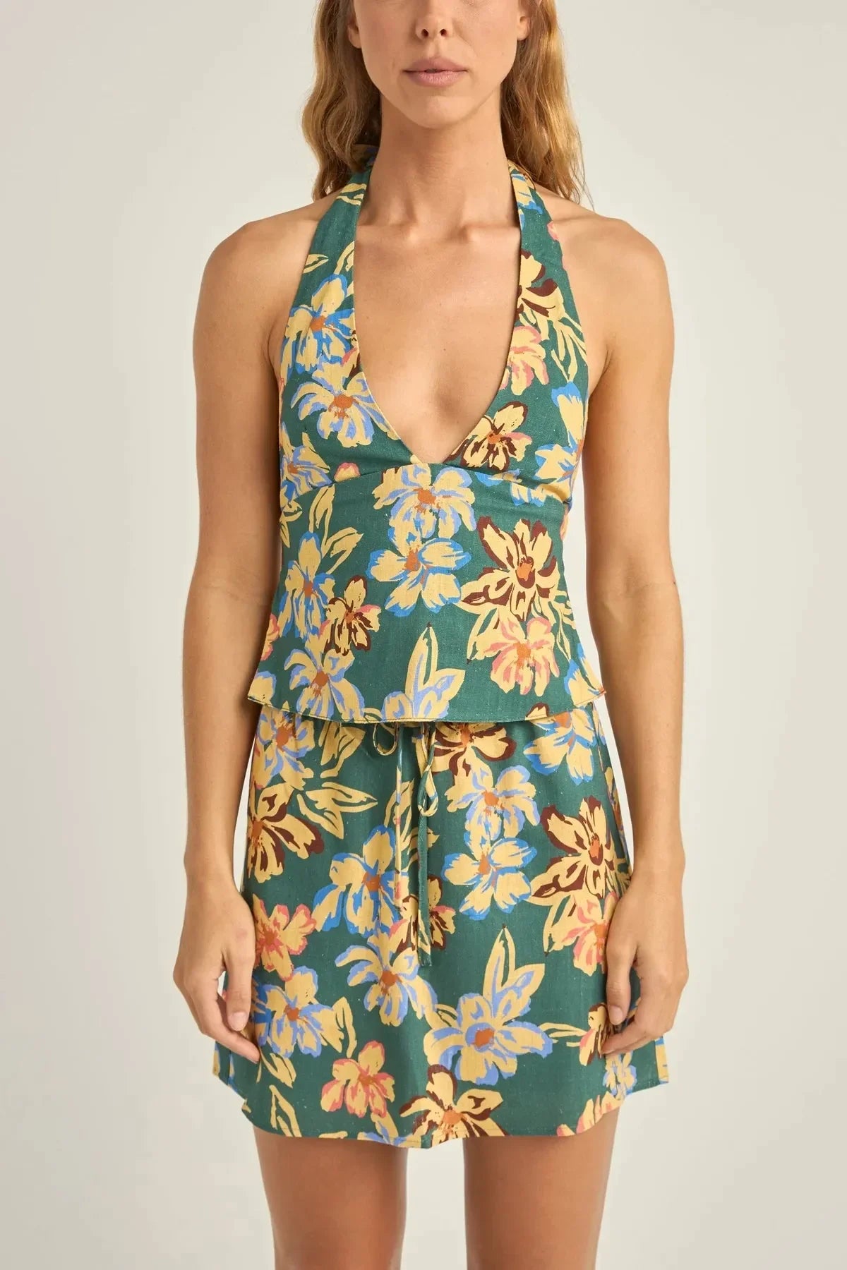 Hawaiian Floral Halter Top