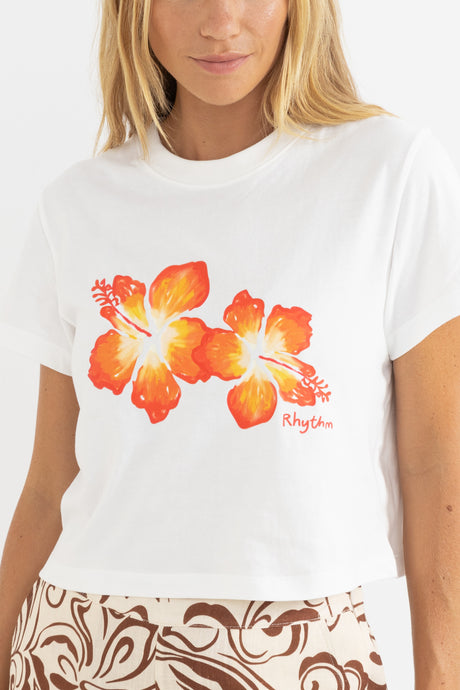 Hibiscus Floral Crop Crew Tee