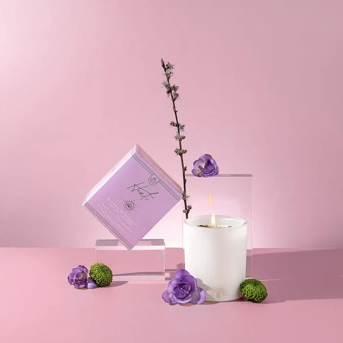 Hunti' | Crystal Infused Candle Of Tranquility | Camellia + Lotus Blos- Som - Beachin Surf
