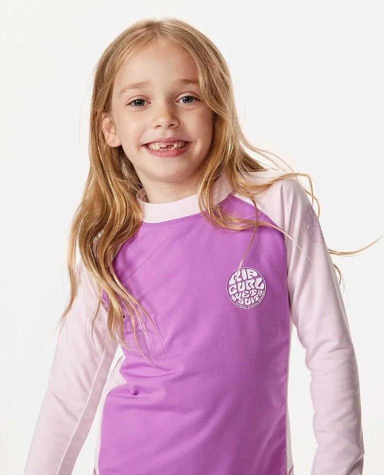 Icons Uv Brushed Long Sleeve Rash Vest - Girls (1-8 Years) - Beachin Surf