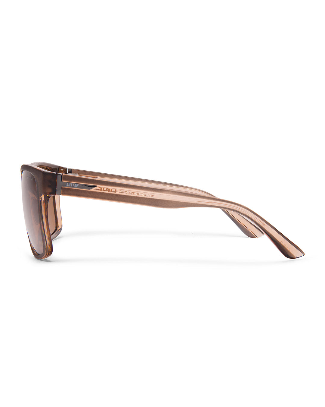Liive Kerrbox Polarised Matt Xtal Beer sunglasses side temple view - Beachin Surf