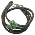 Leather Wrap Bracelet W/ Green & Silver - Beachin Surf