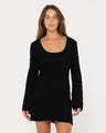 Leo Long Sleeve Knit Mini Dress - Beachin Surf