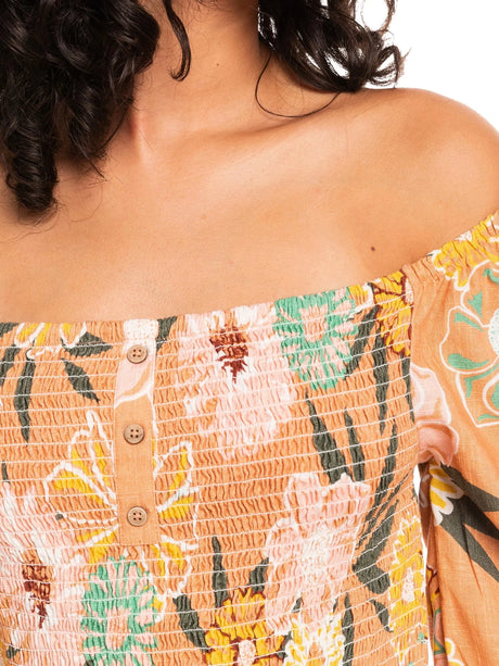 Like The Sun Again Woven Off The Shoulder Top - Beachin Surf