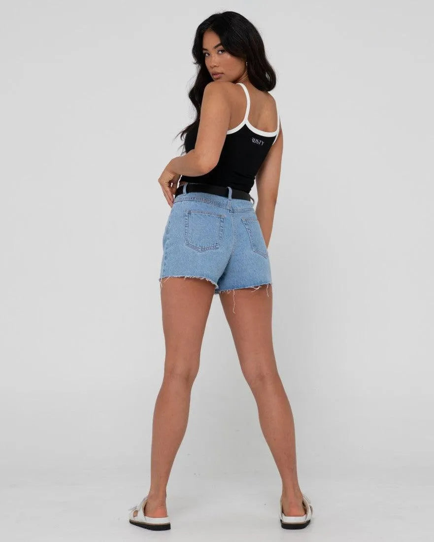 Malta High Rise Denim Short - Beachin Surf