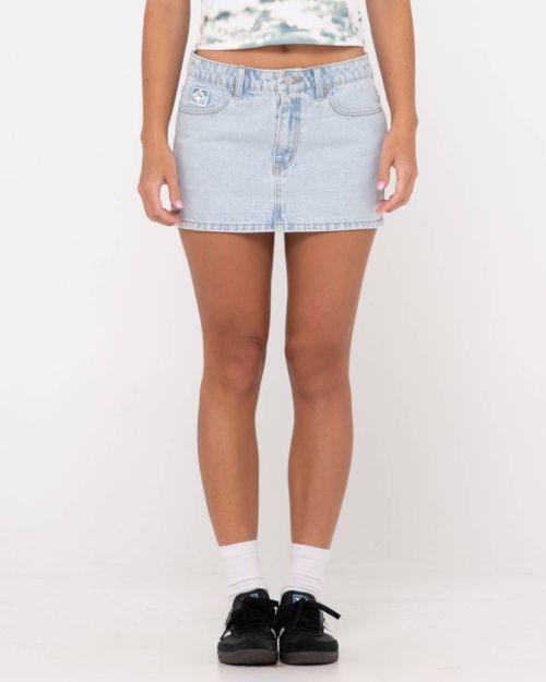 Mavericks Low Rise Denim Mini Skirt - Beachin Surf